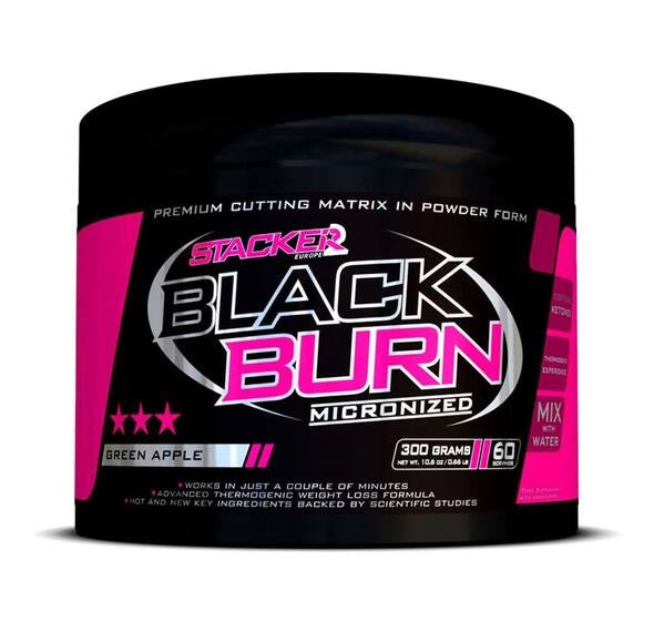 Stacker2 Europe Black Burn Micronized- 300 grams - Green Apple - Slimming and Weight Management at MySupplementShop by Stacker2 Europe