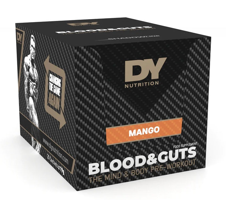 Dorian Yates Blood and Guts Sachets Mango 20 x 19g for Pre-Workout Energy - Nutritional Supplement at MySupplementShop by Dorian Yates