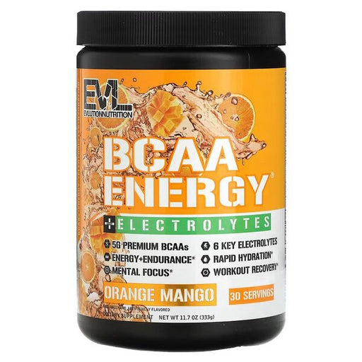 EVLution Nutrition BCAA Energy + Electrolytes, Orange Mango - 333g - Sports Supplements at MySupplementShop by EVLution Nutrition