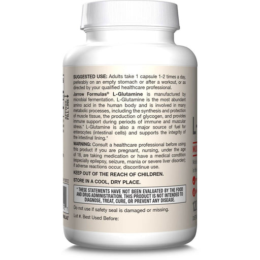 Jarrow Formulas L-Glutamine 750mg 120 Vegetarian Capsules - Amino Acids and BCAAs at MySupplementShop by Jarrow Formulas