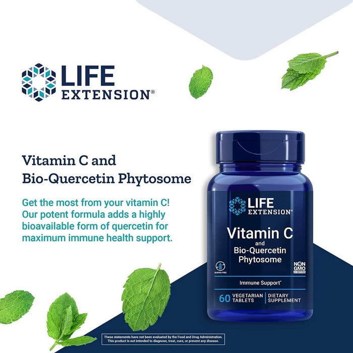 Life Extension Vitamin C and Bio-Quercetin Phytosome 60 Vegetarian Tablets - Vitamins & Minerals at MySupplementShop by Life Extension