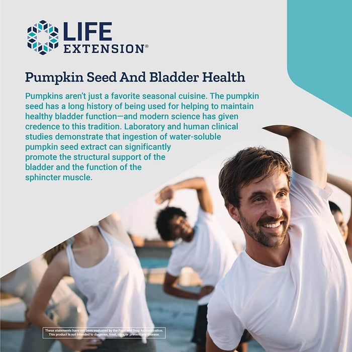 Life Extension Water-Soluble Pumpkin Seed Extract 60 Vegetarian Capsules - Health and Wellbeing at MySupplementShop by Life Extension