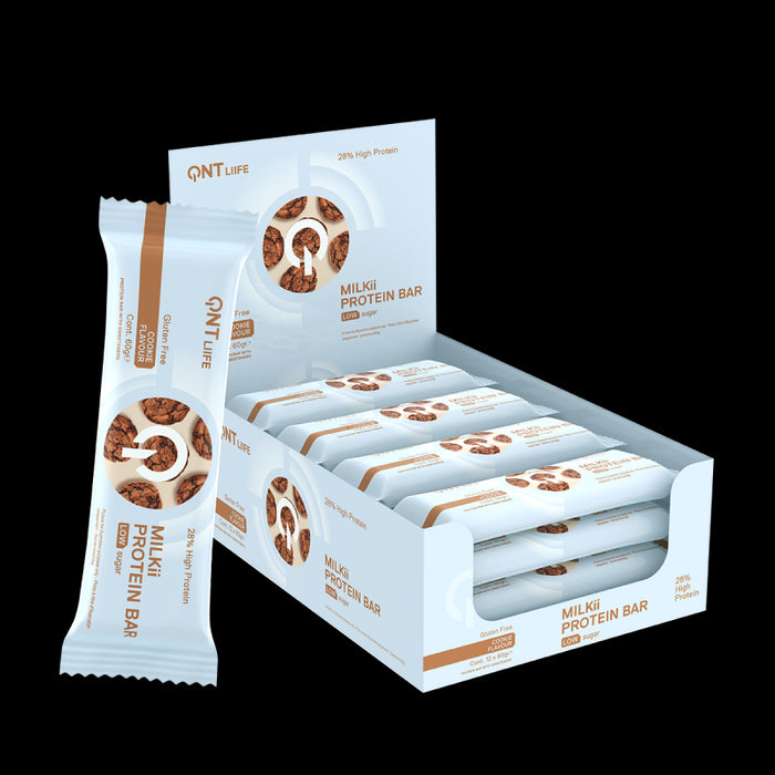 QNT Milkii Protein Bar 12 x 60g - Chocolate Cookie - Protein Bars at MySupplementShop by QNT