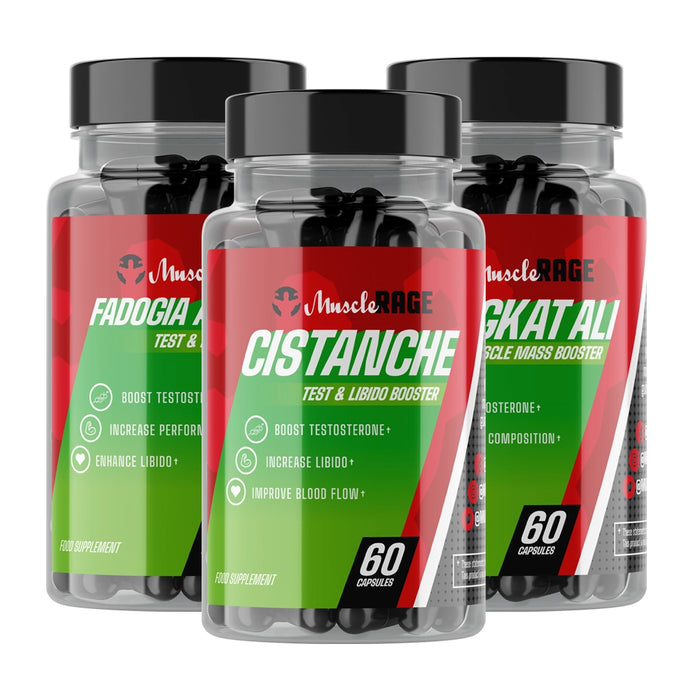 The Muscle Rage Test Stack: Fadogia Agrestis, Tongkat Ali & Cistanche - Sports Supplements at MySupplementShop by Muscle Rage