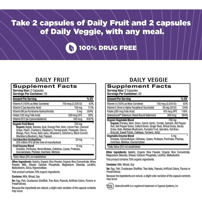 Natrol JuiceFestiv, Daily Fruit & Daily Veggie - 2 x 60 Capsules Bottles - Vitamins & Minerals at MySupplementShop by Natrol