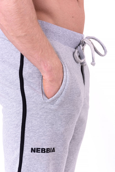 Nebbia Side Stripe Retro Joggers 154 - Grey - Joggers at MySupplementShop by Nebbia