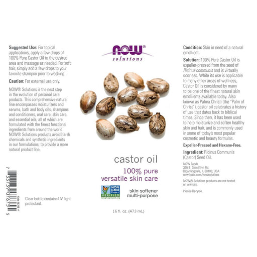 NOW Foods Castor Oil 16oz - Health and Wellbeing at MySupplementShop by NOW Foods