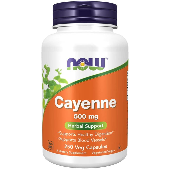 NOW Foods Cayenne 500mg 250 Veg Capsules - Health and Wellbeing at MySupplementShop by NOW Foods