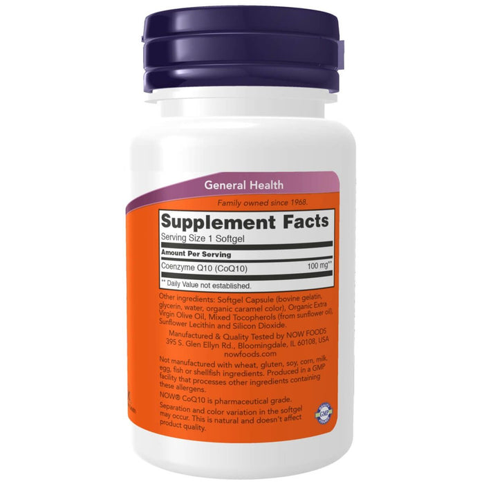 NOW Foods CoQ10 100 mg 50 Softgels - Health and Wellbeing at MySupplementShop by NOW Foods