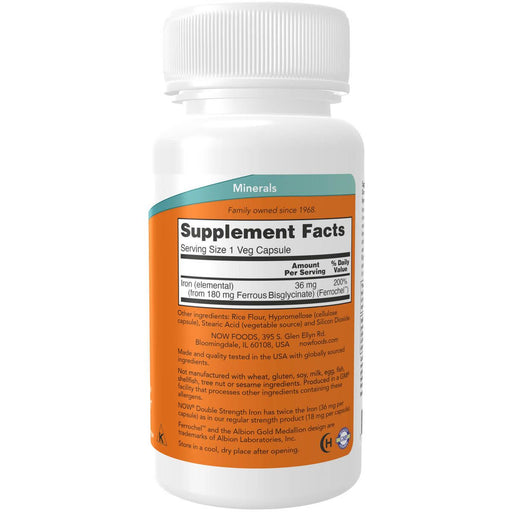 NOW Foods Iron 36 mg 90 Veg Capsules - Sports Nutrition at MySupplementShop by NOW Foods