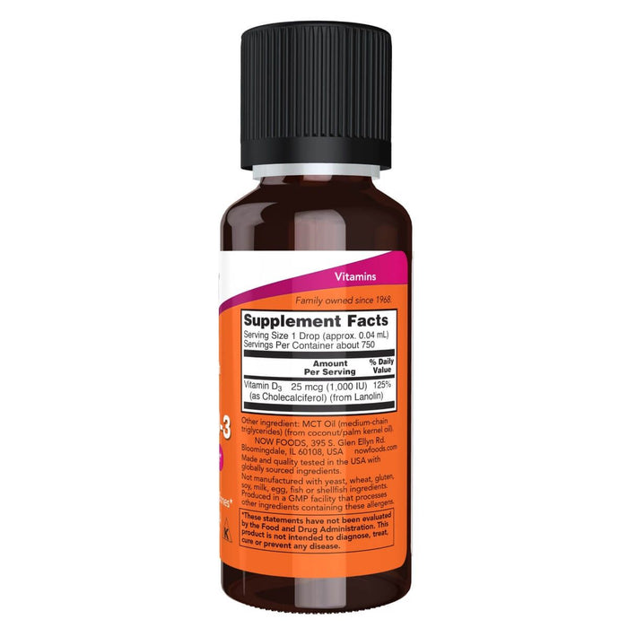 NOW Foods Liquid Vitamin D-3, Extra Strength 1oz (30ml) - Vitamins & Minerals at MySupplementShop by NOW Foods