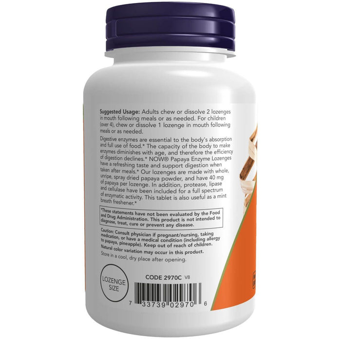 NOW Foods Papaya Enzyme 180 Chewable Lozenges - Health and Wellbeing at MySupplementShop by NOW Foods