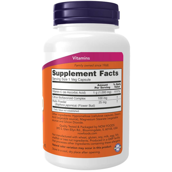 NOW Foods Vitamin C-1,000 with 100 mg of Bioflavonoids 100 Veg Capsules - Vitamins & Minerals at MySupplementShop by NOW Foods