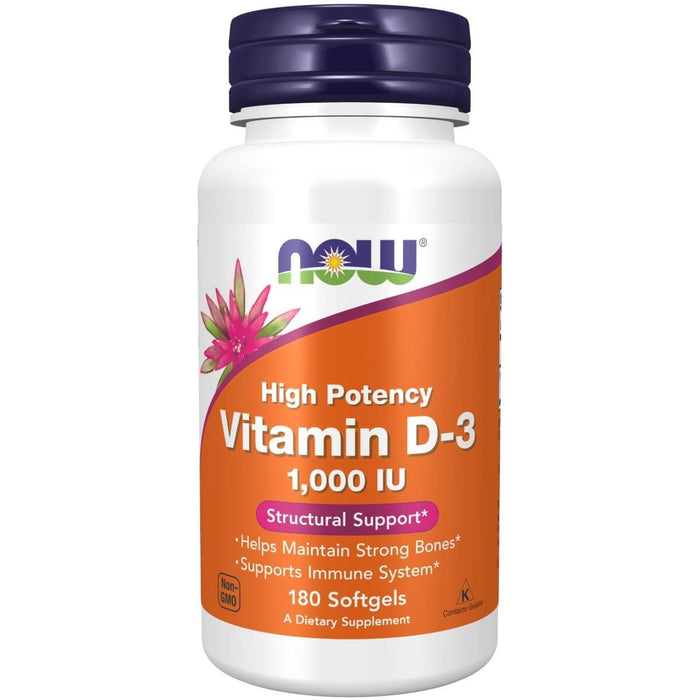 NOW Foods Vitamin D-3 1,000 IU 180 Softgels - Vitamins & Minerals at MySupplementShop by NOW Foods