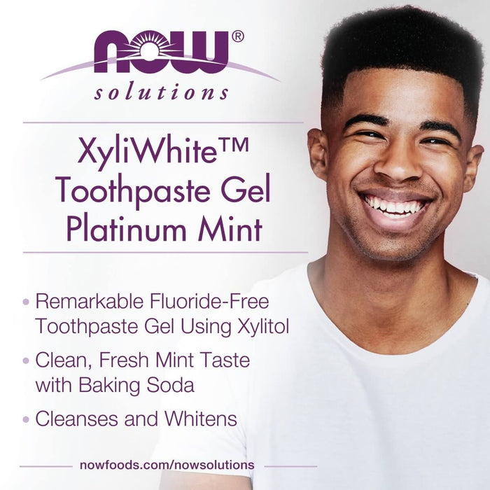 NOW Foods Xyliwhite Toothpaste Gel Platinum Mint 6.4oz - Health and Wellbeing at MySupplementShop by NOW Foods