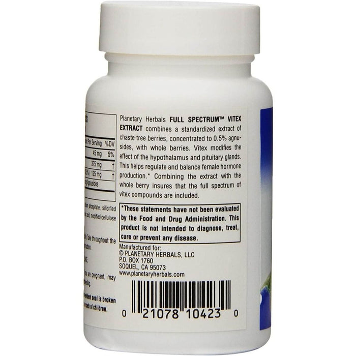 Planetary Herbals Full Spectrum Vitex Extract 500mg 60 Tablets - Hormone Balance at MySupplementShop by Planetary Herbals