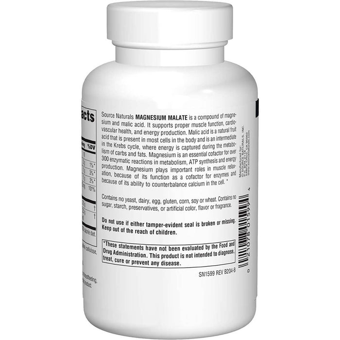 Source Naturals Magnesium Malate 625mg 100 Capsules - Brain & Memory at MySupplementShop by Source Naturals