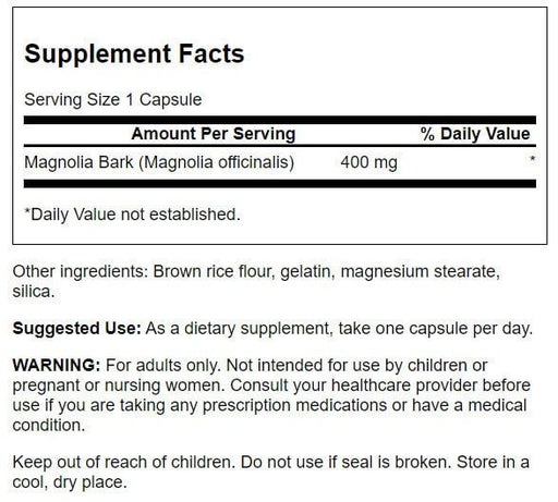 Swanson Full Spectrum Magnolia Bark 400mg 60 Capsules - Health and Wellbeing at MySupplementShop by Swanson