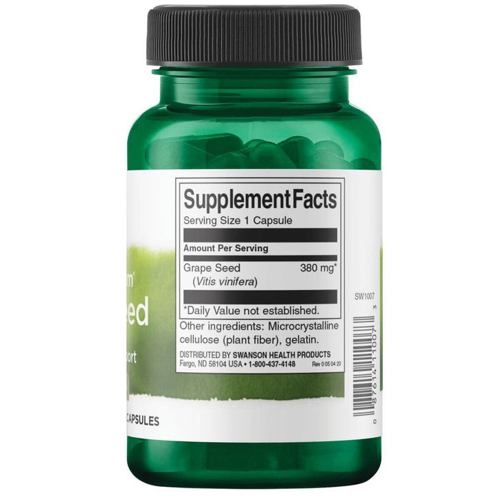 Swanson Grape Seed 380 mg 100 Capsules - Health and Wellbeing at MySupplementShop by Swanson