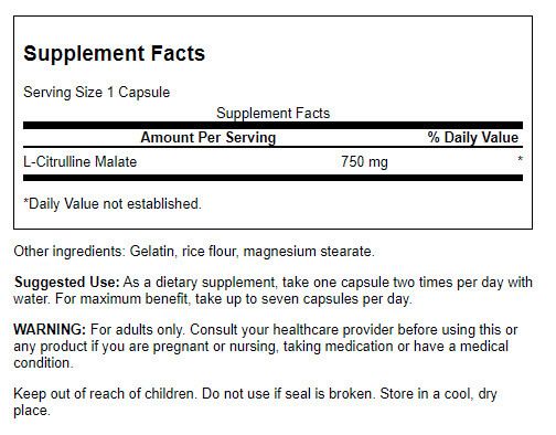 Swanson L-Citrulline Malate 750 mg 60 Capsules - Amino Acids and BCAAs at MySupplementShop by Swanson