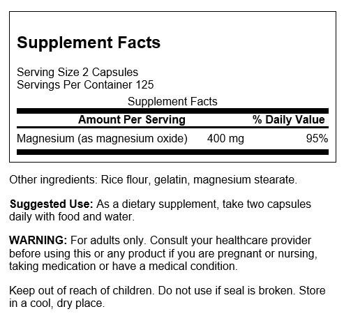 Swanson Magnesium 200 mg 250 Capsules - Vitamins & Minerals at MySupplementShop by Swanson