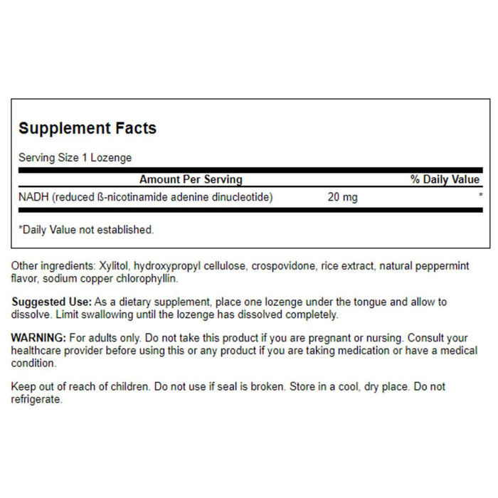 Swanson NADH 20mg 30 Peppermint Lozenges - Supplements at MySupplementShop by Swanson