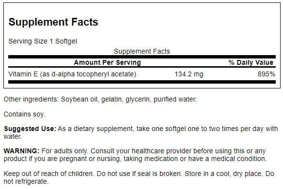 Swanson Natural Vitamin E 200iu (134.2 mg) 250 Softgels - Skin Care at MySupplementShop by Swanson