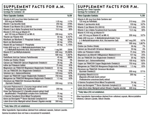 Thorne Research Multi-Vitamin Elite A.M. & P.M. (2bottles) 90 Capsules each - Overall Health at MySupplementShop by Thorne