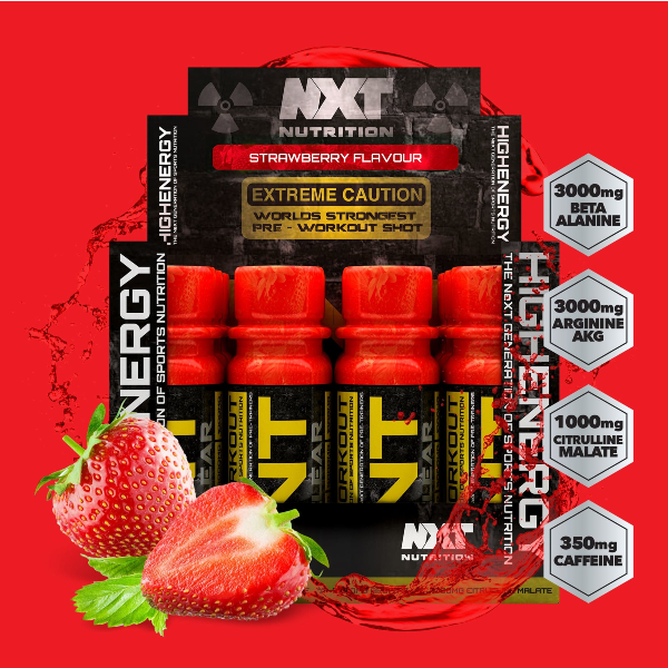 NXT Nutrition TNT Nuclear Shots 12 x 60ml - Strawberry - Pre-Workout Shot at MySupplementShop by Nxt Nutrition