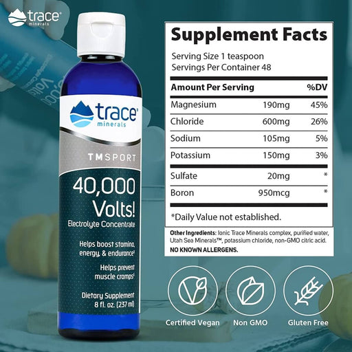 Trace Minerals 40,000 Volts Electrolyte Concentrate 8 fl oz (237 ml) - Endurance at MySupplementShop by Trace Minerals