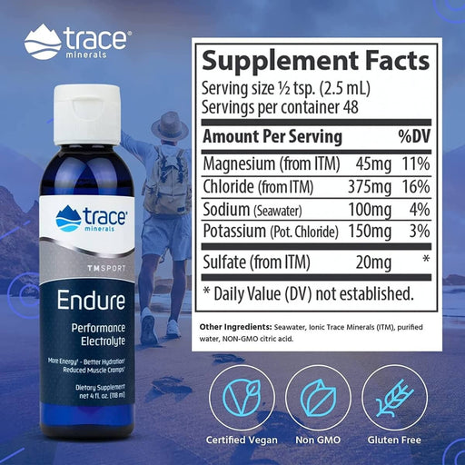 Trace Minerals Endure Performance Electrolyte 4 fl oz (118ml) - Vitamins & Minerals at MySupplementShop by Trace Minerals