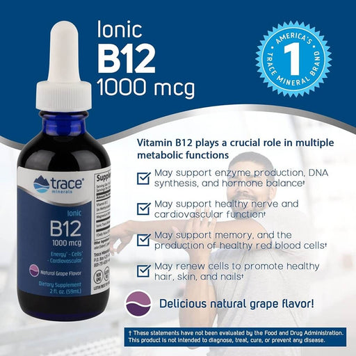 Trace Minerals Liquid Ionic B12 (1,000 mcg) 2 oz - Energy & Vitality at MySupplementShop by Trace Minerals