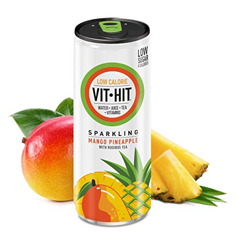 VIT HIT Sparkling - Mango & Pineapple Rooibos Tea Vitamin Drink (330ml x 12 Cans) - Default Title - Health Foods at MySupplementShop by Vit-Hit