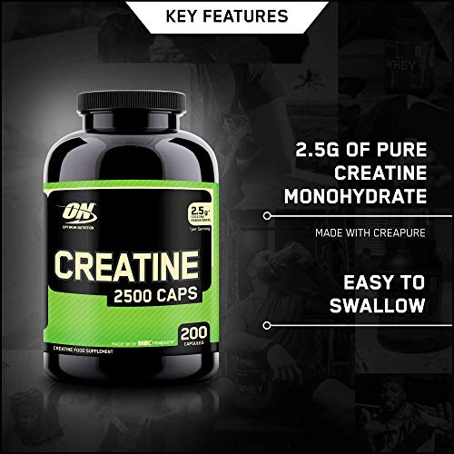 Optimum Nutrition Creatine 2500 200 Capsules - Creatine Capsules at MySupplementShop by Optimum Nutrition