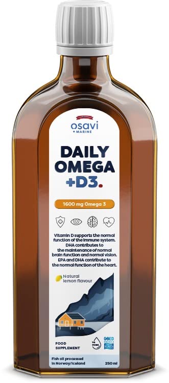 Osavi Daily Omega + D3, 1600mg Omega 3 (Natural Lemon) - 250 ml. - Health and Wellbeing at MySupplementShop by Osavi