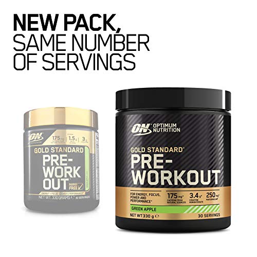 Optimum Nutrition Gold Standard Pre Workout Green Apple Flavoured Powder 330g - Pre & Post Workout at MySupplementShop by Optimum Nutrition