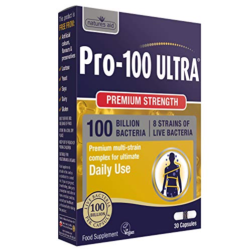 Natures Aid Pro-100 Ultra 8 Strain Complex 30 Caps - Default Title - Sports Nutrition at MySupplementShop by Natures Aid