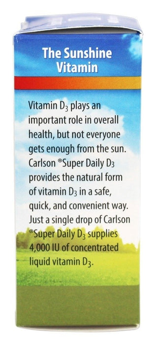 Carlson Labs Super Daily D3 4000 IU  10 ml. - Vitamin at MySupplementShop by Carlson Labs