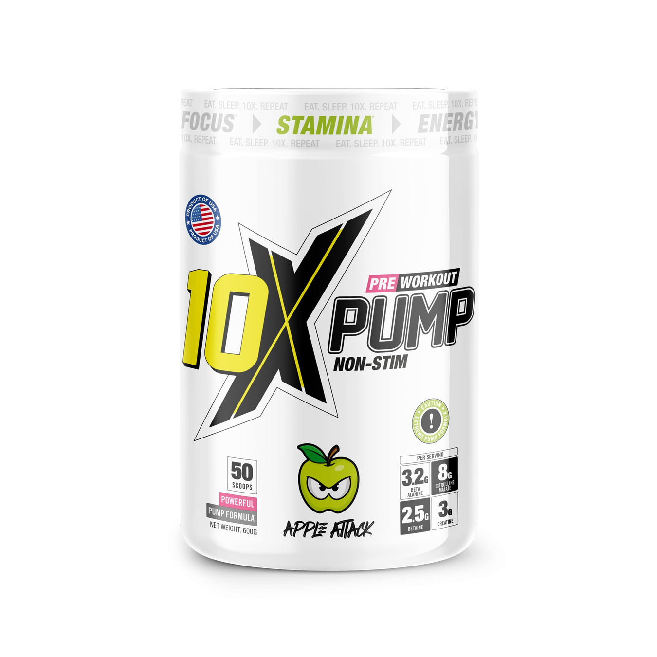 10X Athletic PUMP 600g - Apple Attack - Health & Personal Care at MySupplementShop by 10X Athletic