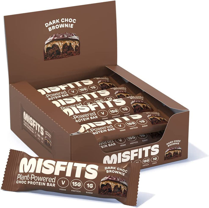 Misfits Vegan Protein Bar 12 x 45g - Chocolate Brownie - Health & Beauty > Health Care > Fitness & Nutrition > Vitamins & Supplements at MySupplementShop by Misfits