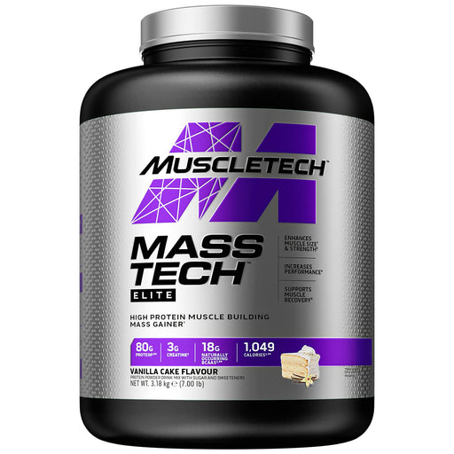 MuscleTech Mass-Tech Elite Vanilla Cake Flavour Mass Gainer 3180g - Weight Gainers & Carbs at MySupplementShop by Muscletech