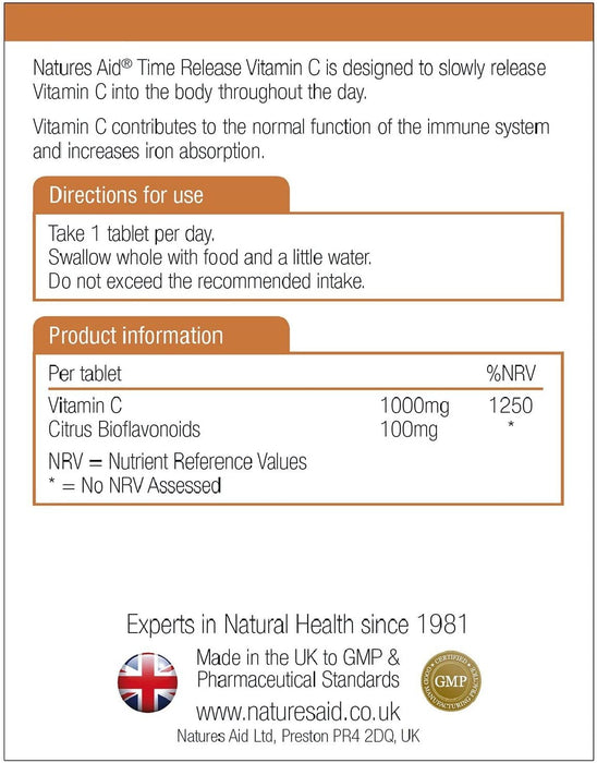 Natures Aid Vitamin C Time Release Citrus Tablets 1000mg 90 Capsules - Natures Aid at MySupplementShop by Natures Aid