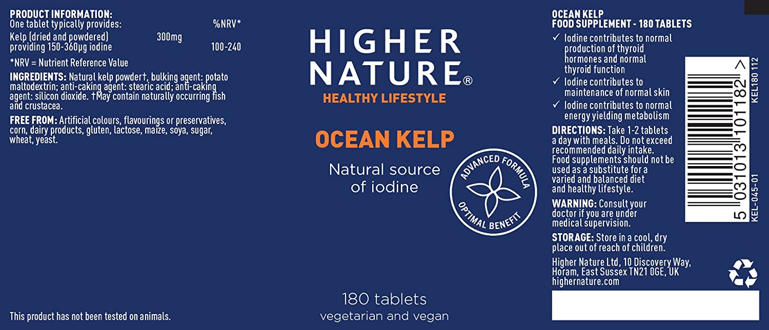 Higher Nature Ocean Kelp 180 Tablet - Personal Care at MySupplementShop by Higher Nature