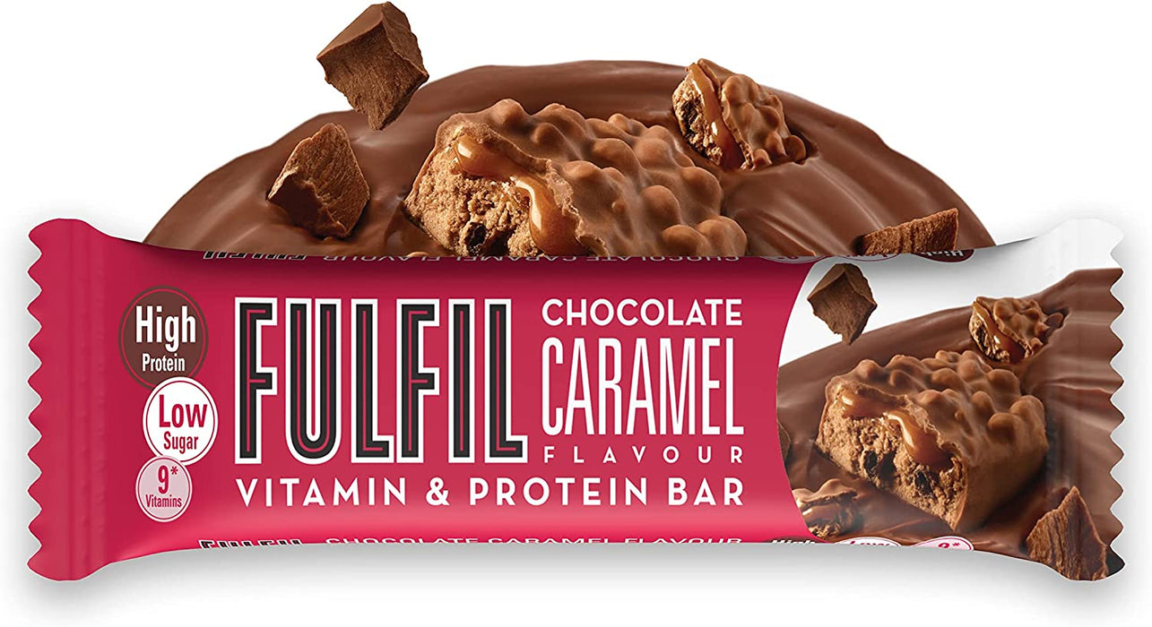 Fulfil Vitamin & Protein Bar 15 x 55g - Chocolate Caramel - Sports Nutrition at MySupplementShop by Fulfil Nutrition