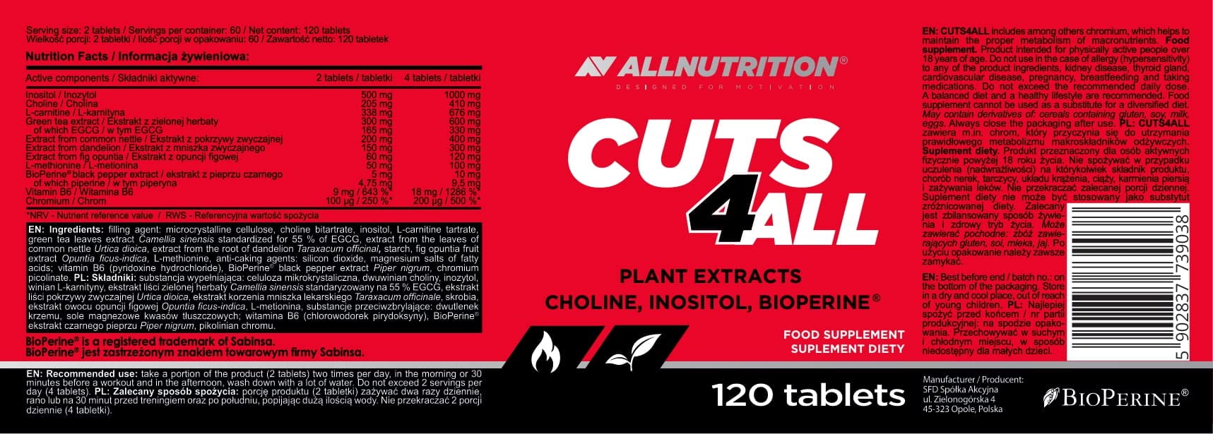 Allnutrition Cuts4All - 120 tablets - Slimming and Weight Management at MySupplementShop by Allnutrition