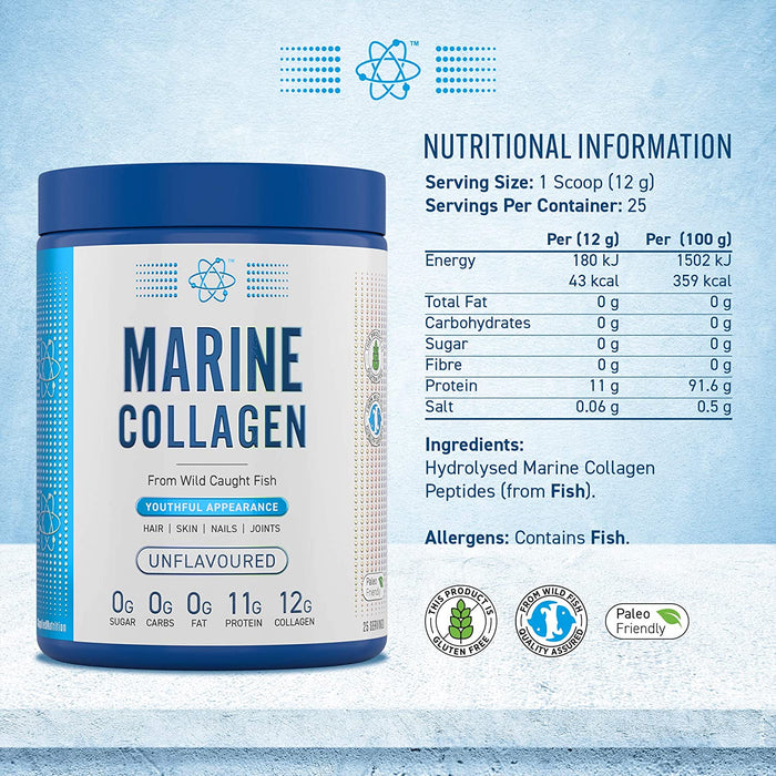 Applied Nutrition Unflavored Marine Collagen 300g - Collagen at MySupplementShop by Applied Nutrition