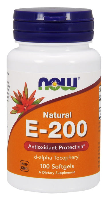 NOW Foods Vitamin E-200, Natural - 100 softgels - Vitamins & Minerals at MySupplementShop by NOW Foods