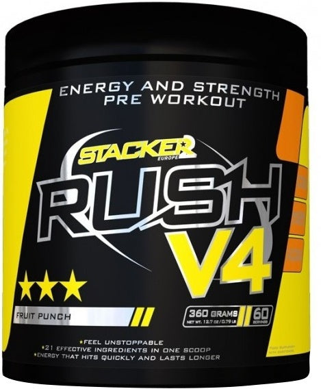 Stacker2 Europe Rush V4- 360 grams - Fruit Punch - Pre & Post Workout at MySupplementShop by Stacker2 Europe