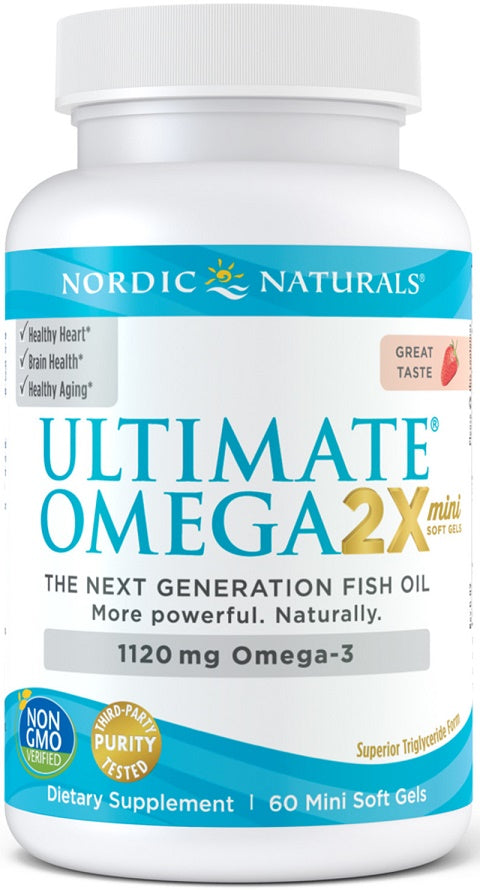 Nordic Naturals Ultimate Omega 2X Mini, 1120mg Strawberry - 60 mini softgels - Omegas, EFAs, CLA, Oils at MySupplementShop by Nordic Naturals