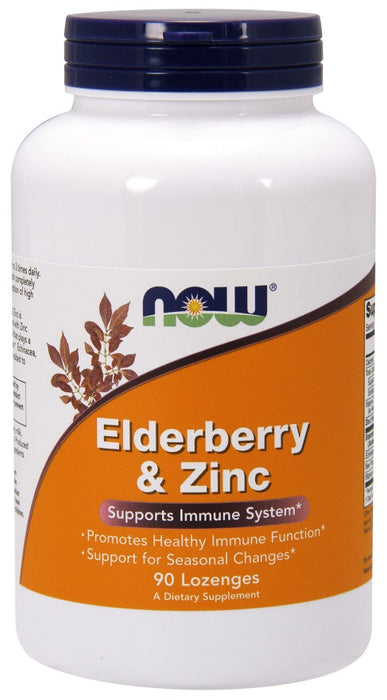 NOW Foods Elderberry & Zinc - 90 lozenges - Health and Wellbeing at MySupplementShop by NOW Foods